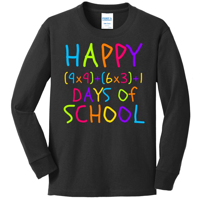 Funny 100th Day Of School Math Teacher 100 Days 100 Days Smarter Math Formula Kids Long Sleeve Shirt