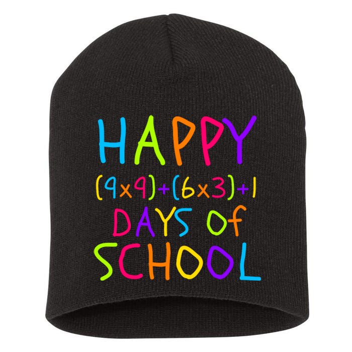 Funny 100th Day Of School Math Teacher 100 Days 100 Days Smarter Math Formula Short Acrylic Beanie