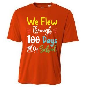 Fun 100 Days Of School Great Gift Paper Airplane Great Gift Teacher Great Gift S Cooling Performance Crew T-Shirt