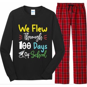 Fun 100 Days Of School Great Gift Paper Airplane Great Gift Teacher Great Gift S Long Sleeve Pajama Set