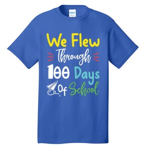 Fun 100 Days Of School Great Gift Paper Airplane Great Gift Teacher Great Gift S Tall T-Shirt