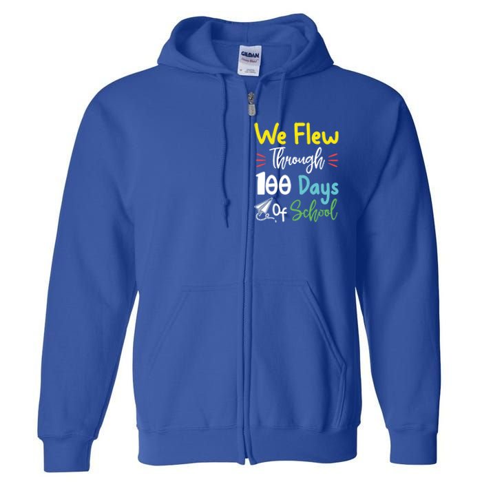 Fun 100 Days Of School Great Gift Paper Airplane Great Gift Teacher Great Gift S Full Zip Hoodie