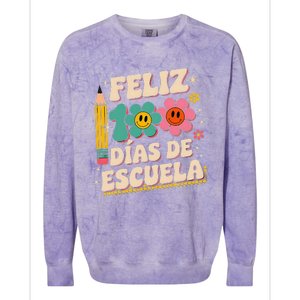 Feliz 100 Diaz De Escuela 100th Day School Spanish Teacher Colorblast Crewneck Sweatshirt