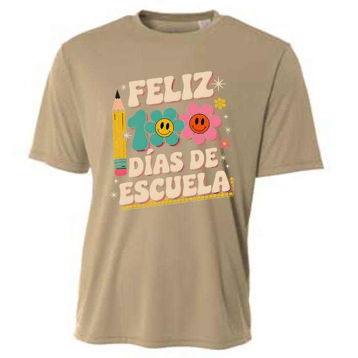 Feliz 100 Diaz De Escuela 100th Day School Spanish Teacher Cooling Performance Crew T-Shirt