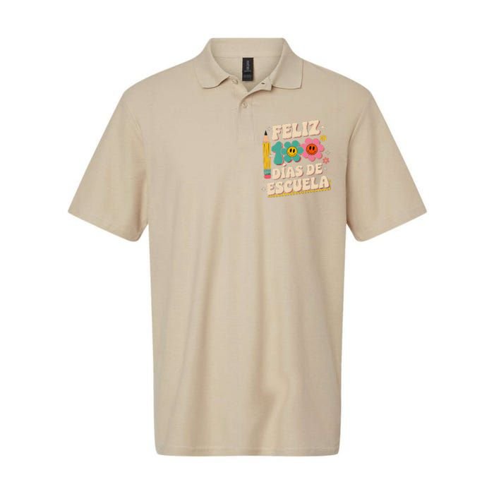 Feliz 100 Diaz De Escuela 100th Day School Spanish Teacher Softstyle Adult Sport Polo