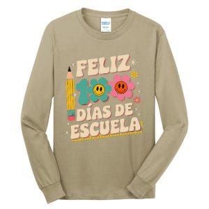 Feliz 100 Diaz De Escuela 100th Day School Spanish Teacher Tall Long Sleeve T-Shirt