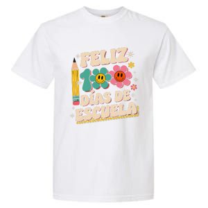 Feliz 100 Diaz De Escuela 100th Day School Spanish Teacher Garment-Dyed Heavyweight T-Shirt