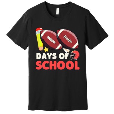 Football 100 Days Of School Boy 100 Days Brighter Premium T-Shirt