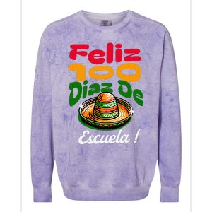 Feliz 100 Diaz De Escuela !00th Day School Spanish Funny Colorblast Crewneck Sweatshirt