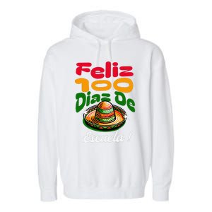 Feliz 100 Diaz De Escuela !00th Day School Spanish Funny Garment-Dyed Fleece Hoodie