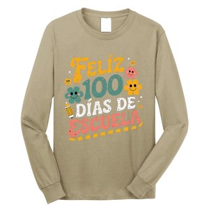 Feliz 100 Diaz De Escuela 100th Day School Spanish Teacher Long Sleeve Shirt