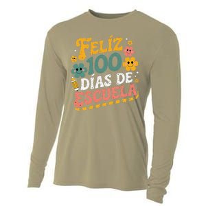 Feliz 100 Diaz De Escuela 100th Day School Spanish Teacher Cooling Performance Long Sleeve Crew