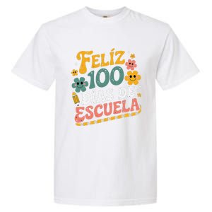 Feliz 100 Diaz De Escuela 100th Day School Spanish Teacher Garment-Dyed Heavyweight T-Shirt