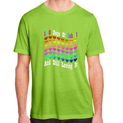 Funny 100 Days Of School And Still Loving It Hearts 100th Day Adult ChromaSoft Performance T-Shirt