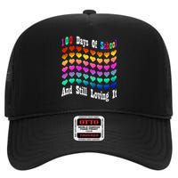 Funny 100 Days Of School And Still Loving It Hearts 100th Day High Crown Mesh Back Trucker Hat