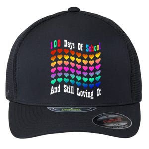 Funny 100 Days Of School And Still Loving It Hearts 100th Day Flexfit Unipanel Trucker Cap