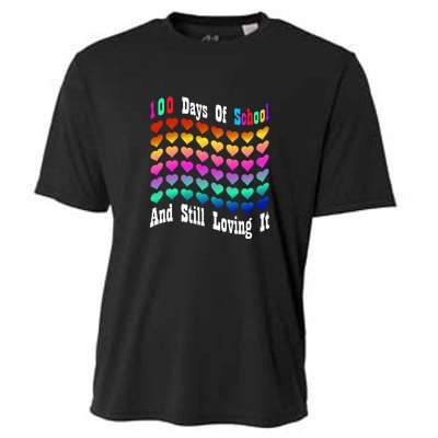 Funny 100 Days Of School And Still Loving It Hearts 100th Day Cooling Performance Crew T-Shirt