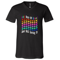 Funny 100 Days Of School And Still Loving It Hearts 100th Day V-Neck T-Shirt