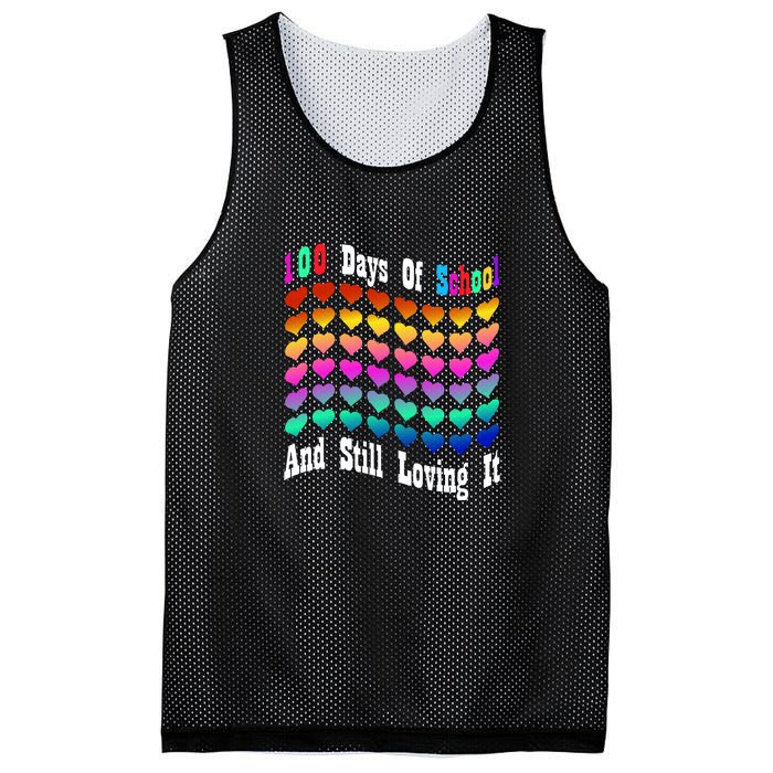 Funny 100 Days Of School And Still Loving It Hearts 100th Day Mesh Reversible Basketball Jersey Tank