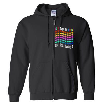 Funny 100 Days Of School And Still Loving It Hearts 100th Day Full Zip Hoodie