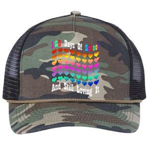 Funny 100 Days Of School And Still Loving It Hearts 100th Day Retro Rope Trucker Hat Cap