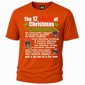 Funny 12 Days Of Christmas Rottweiler Gift Dog Cooling Performance Crew T-Shirt