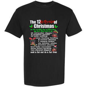 Funny 12 Days Of Christmas Rottweiler Gift Dog Garment-Dyed Heavyweight T-Shirt