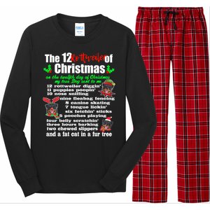 Funny 12 Days Of Christmas Rottweiler Gift Dog Long Sleeve Pajama Set