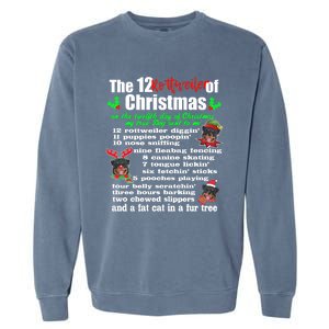 Funny 12 Days Of Christmas Rottweiler Gift Dog Garment-Dyed Sweatshirt