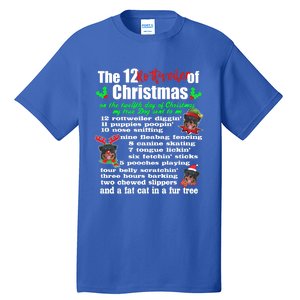 Funny 12 Days Of Christmas Rottweiler Gift Dog Tall T-Shirt