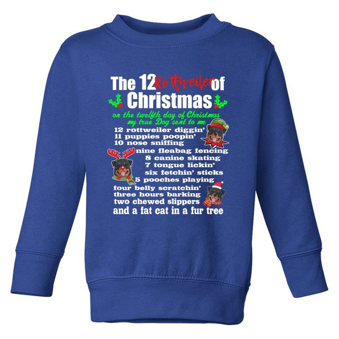 Funny 12 Days Of Christmas Rottweiler Gift Dog Toddler Sweatshirt