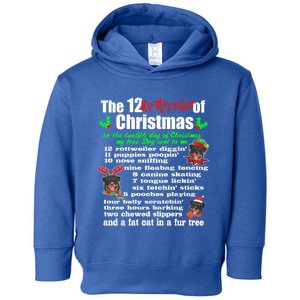 Funny 12 Days Of Christmas Rottweiler Gift Dog Toddler Hoodie