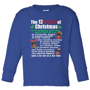 Funny 12 Days Of Christmas Rottweiler Gift Dog Toddler Long Sleeve Shirt