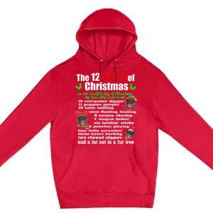 Funny 12 Days Of Christmas Rottweiler Gift Dog Premium Pullover Hoodie