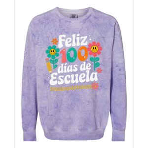 Feliz 100 Diaz De Escuela 100th Day School Spanish Teacher Colorblast Crewneck Sweatshirt