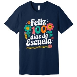 Feliz 100 Diaz De Escuela 100th Day School Spanish Teacher Premium T-Shirt