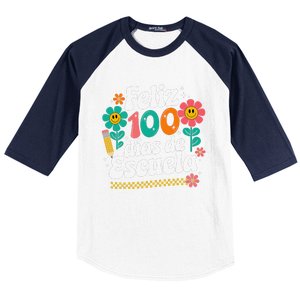 Feliz 100 Diaz De Escuela 100th Day School Spanish Teacher Baseball Sleeve Shirt