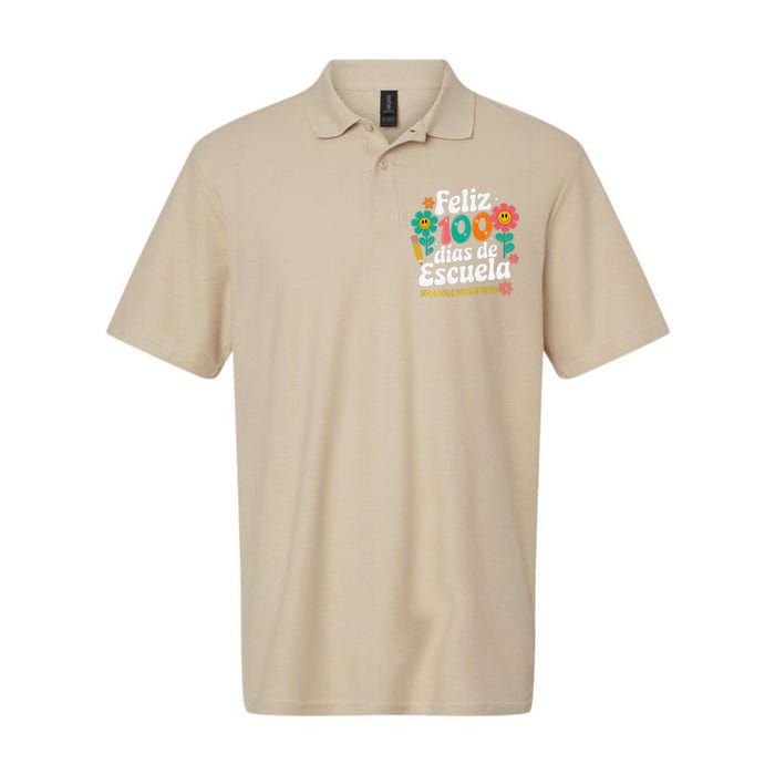 Feliz 100 Diaz De Escuela 100th Day School Spanish Teacher Softstyle Adult Sport Polo