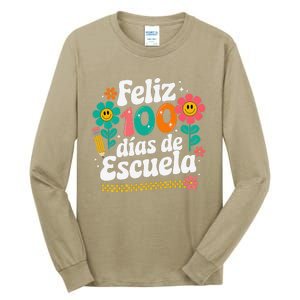 Feliz 100 Diaz De Escuela 100th Day School Spanish Teacher Tall Long Sleeve T-Shirt