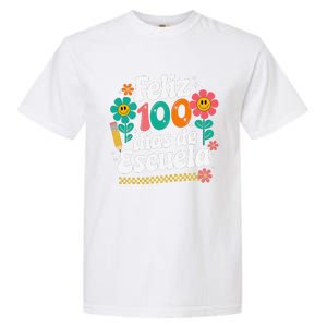 Feliz 100 Diaz De Escuela 100th Day School Spanish Teacher Garment-Dyed Heavyweight T-Shirt