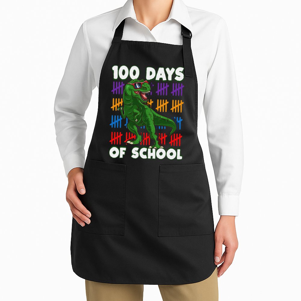 Funny 100 Days Of School 100th Day Of School Dino Apron