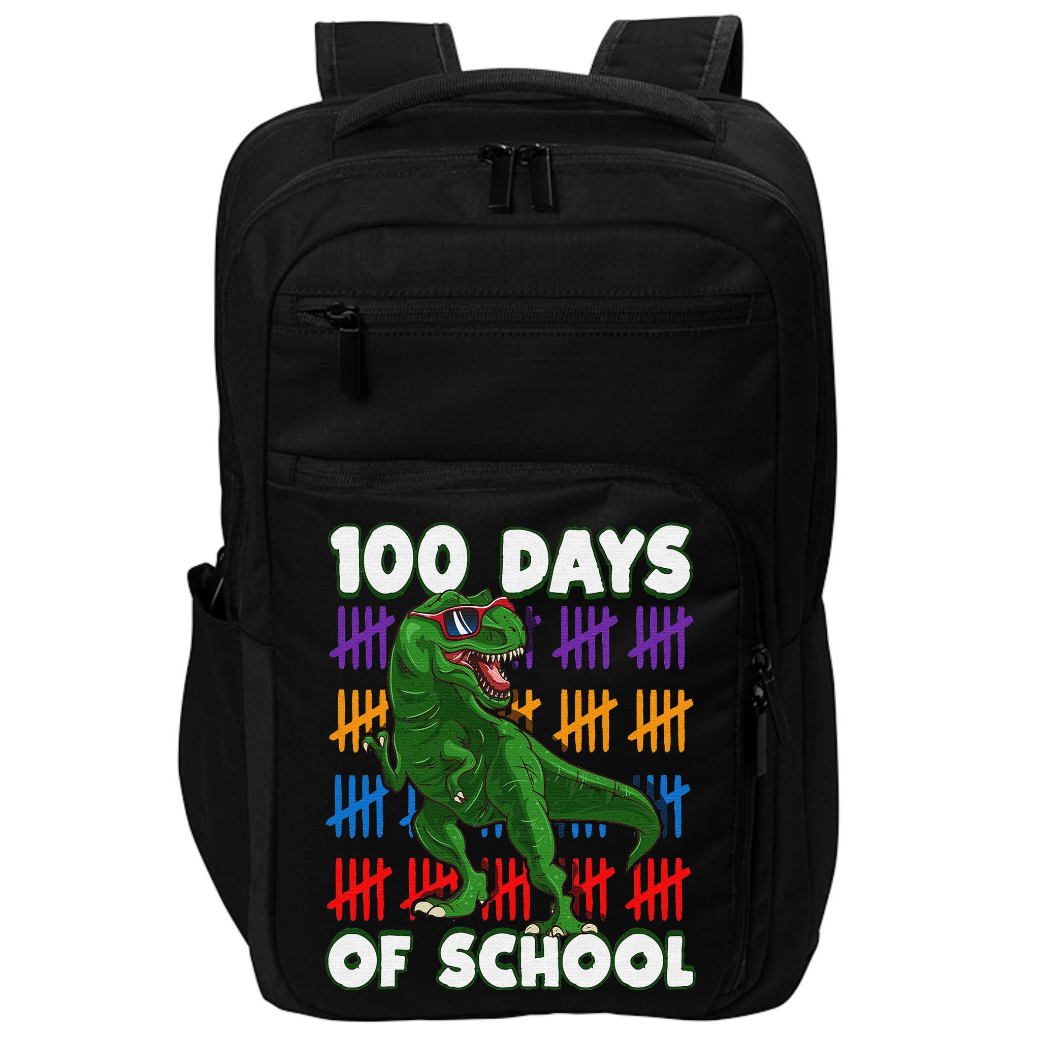 Funny 100 Days Of School 100th Day Of School Dino Impact Tech Backpack