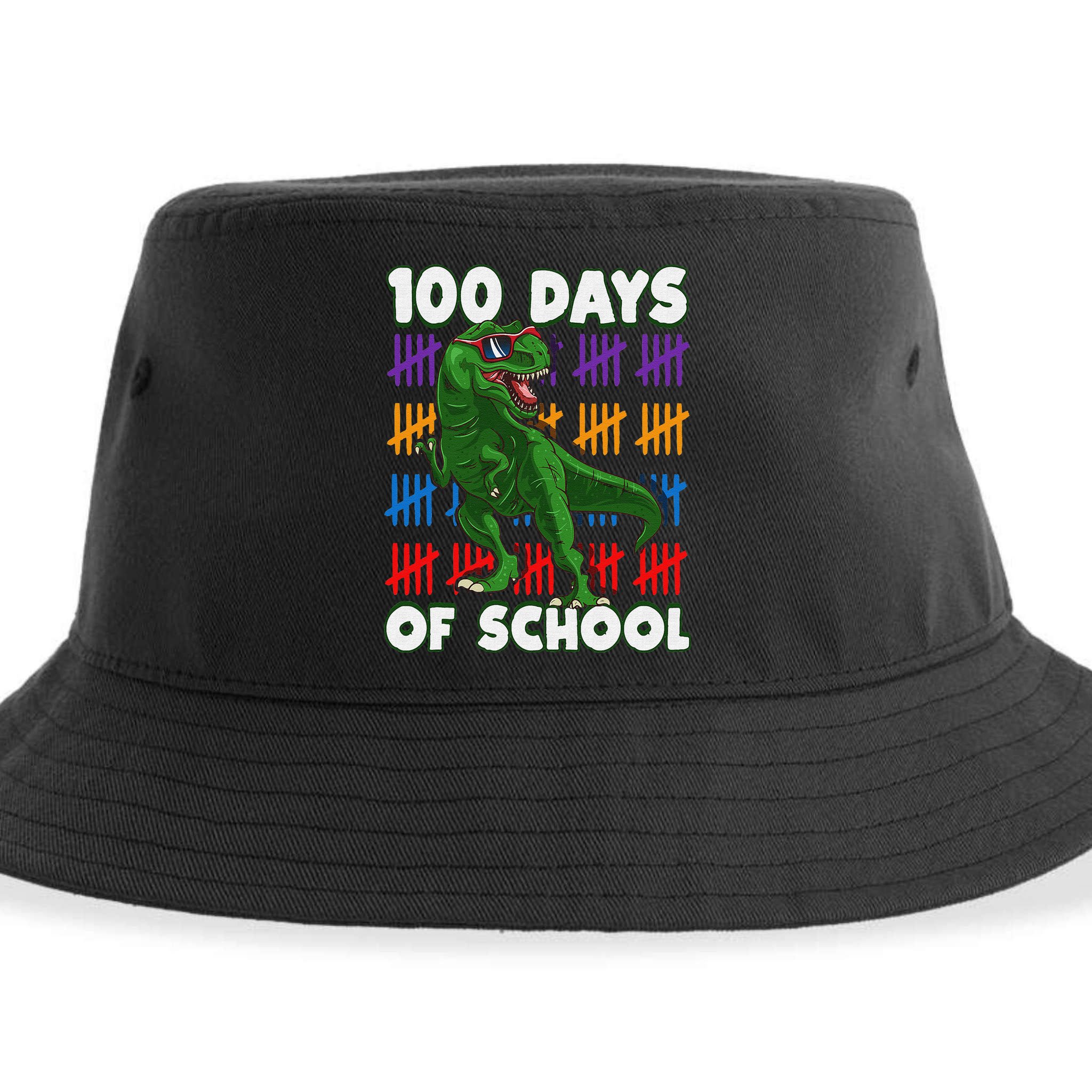 Funny 100 Days Of School 100th Day Of School Dino Sustainable Bucket Hat