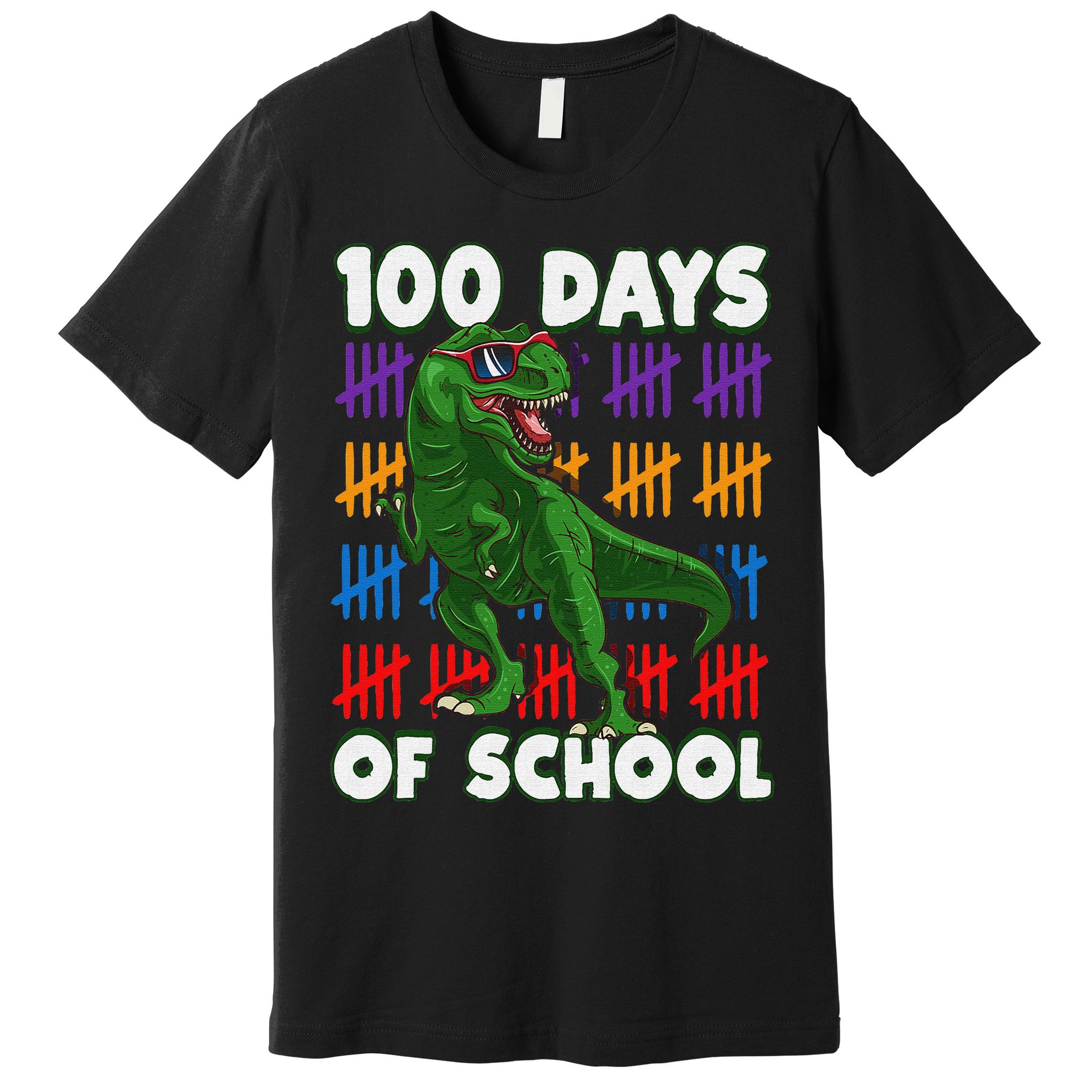 Funny 100 Days Of School 100th Day Of School Dino Premium T-Shirt
