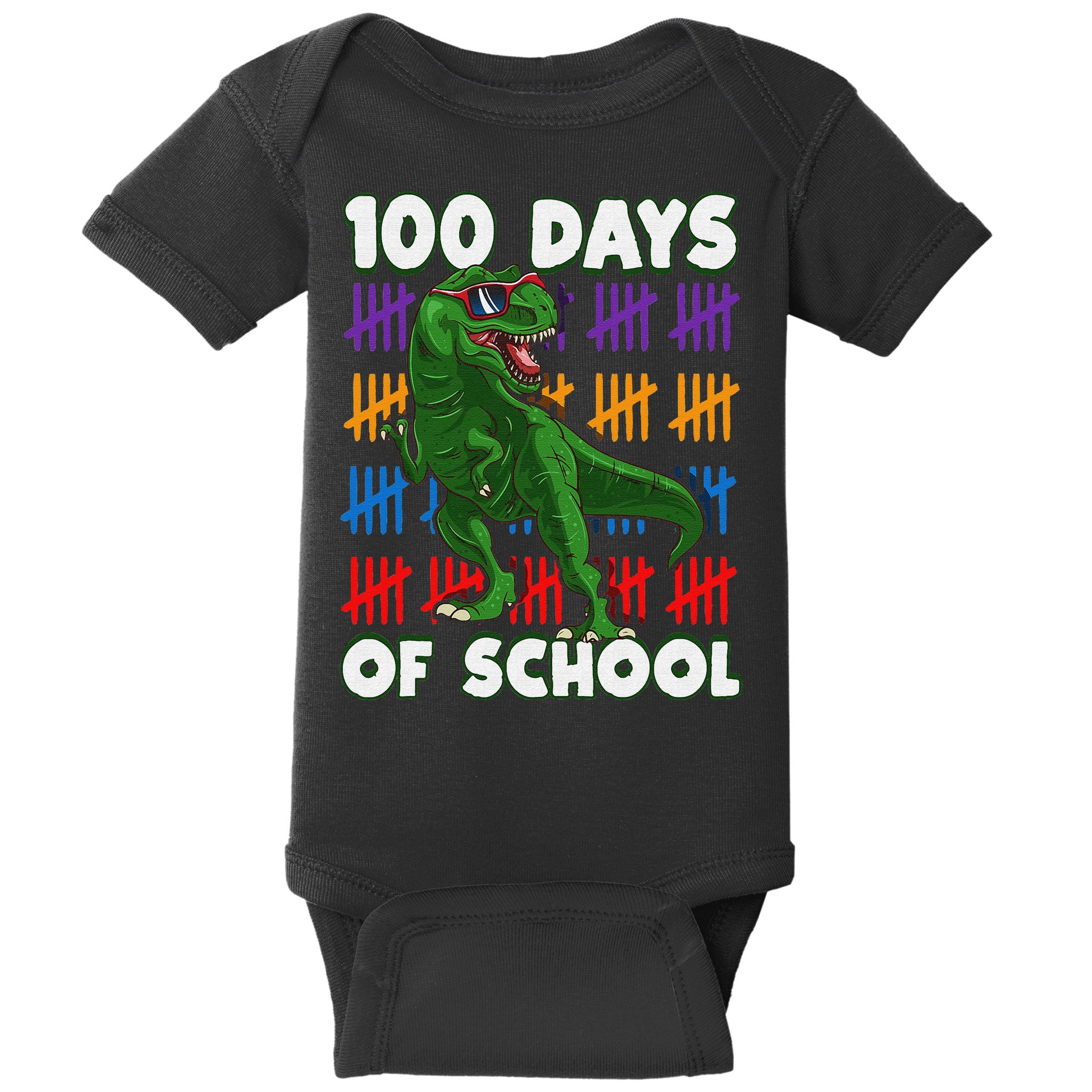 Funny 100 Days Of School 100th Day Of School Dino Baby Bodysuit
