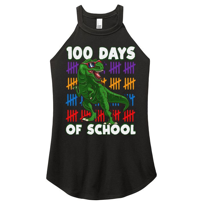 Funny 100 Days Of School 100th Day Of School Dino Women's Perfect Tri Rocker Tank