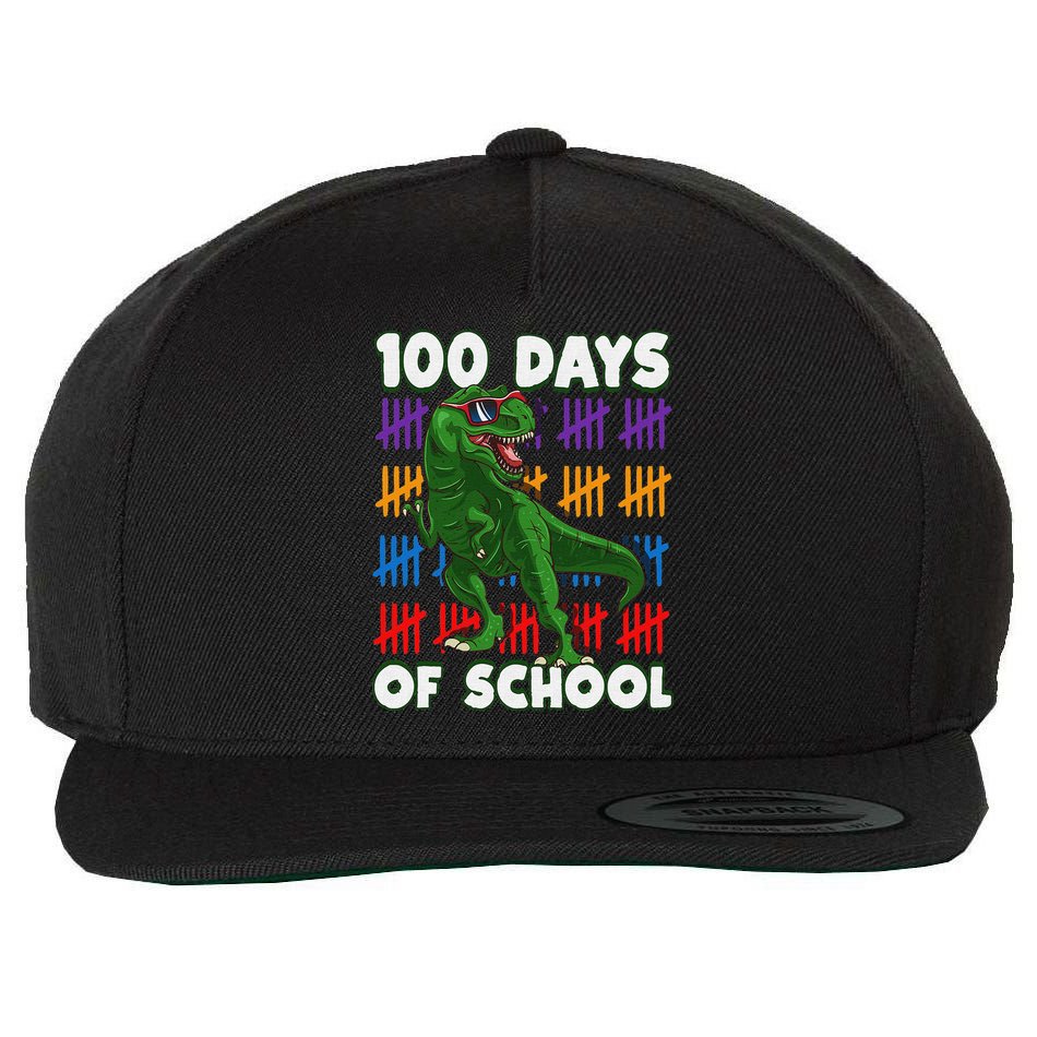 Funny 100 Days Of School 100th Day Of School Dino Wool Snapback Cap