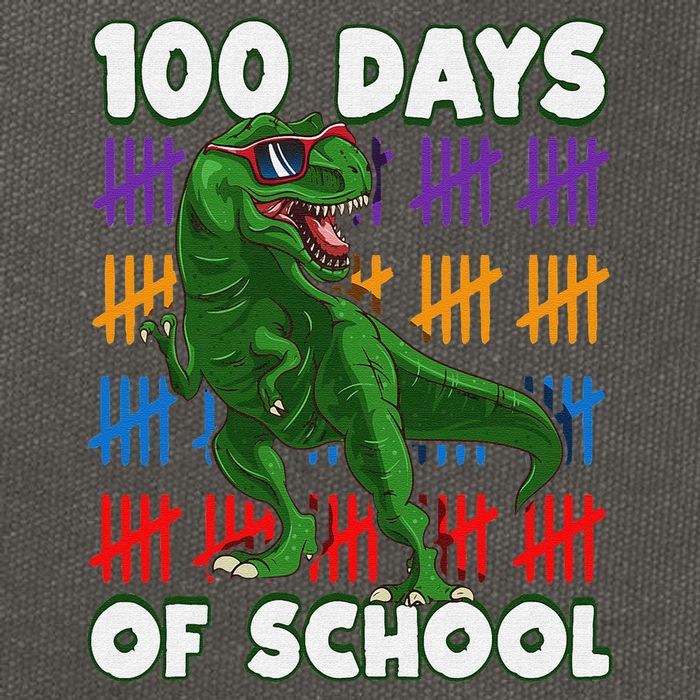 Funny 100 Days Of School 100th Day Of School Dino Cotton Canvas Backpack