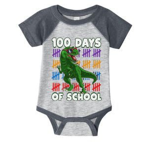 Funny 100 Days Of School 100th Day Of School Dino Infant Baby Jersey Bodysuit