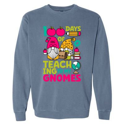 Funny 100 Days Of Teaching My Gnomes Teacher Costume Meaningful Gift Garment-Dyed Sweatshirt